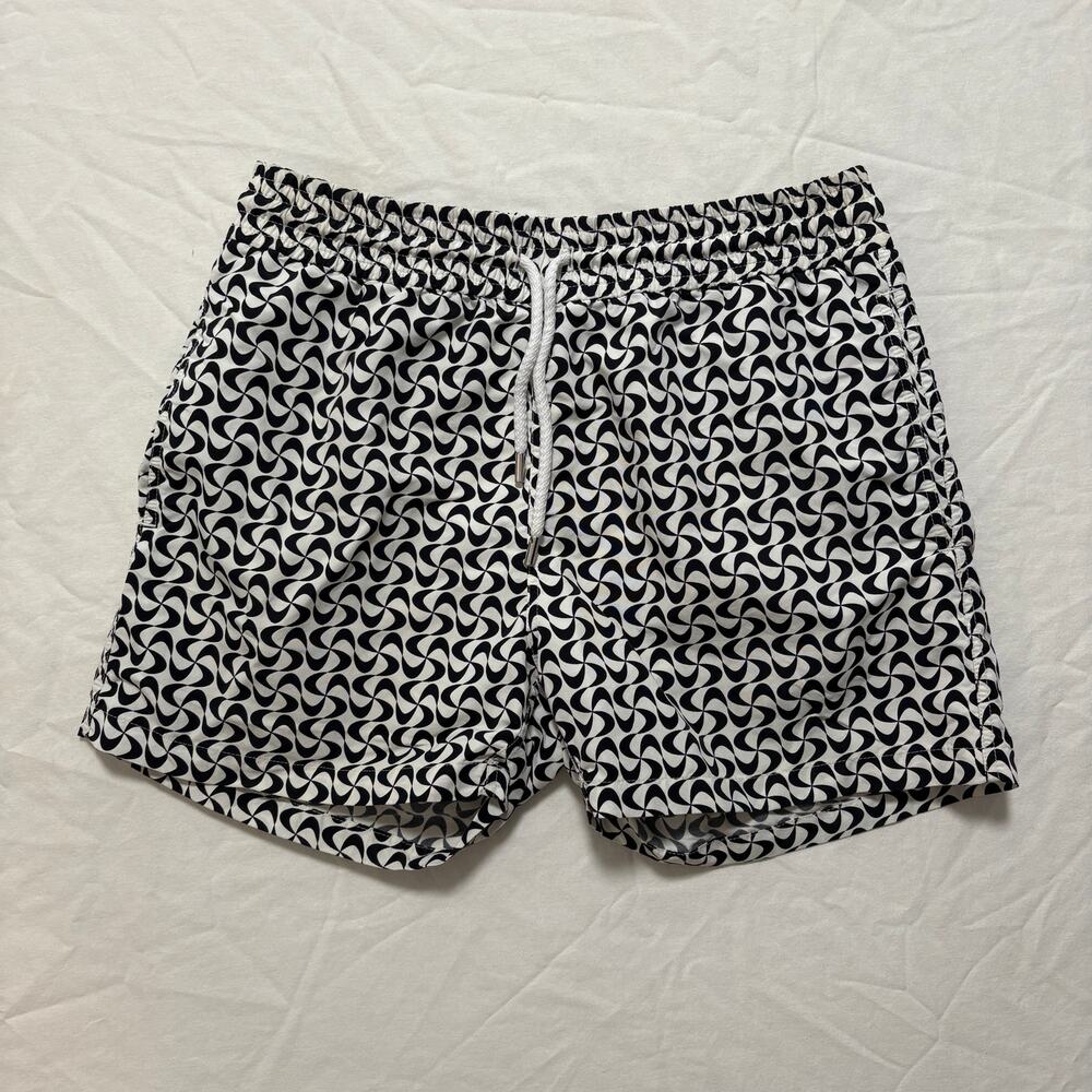 Frescobol Carioca Geometric Print Swim Trunks Men's M Black